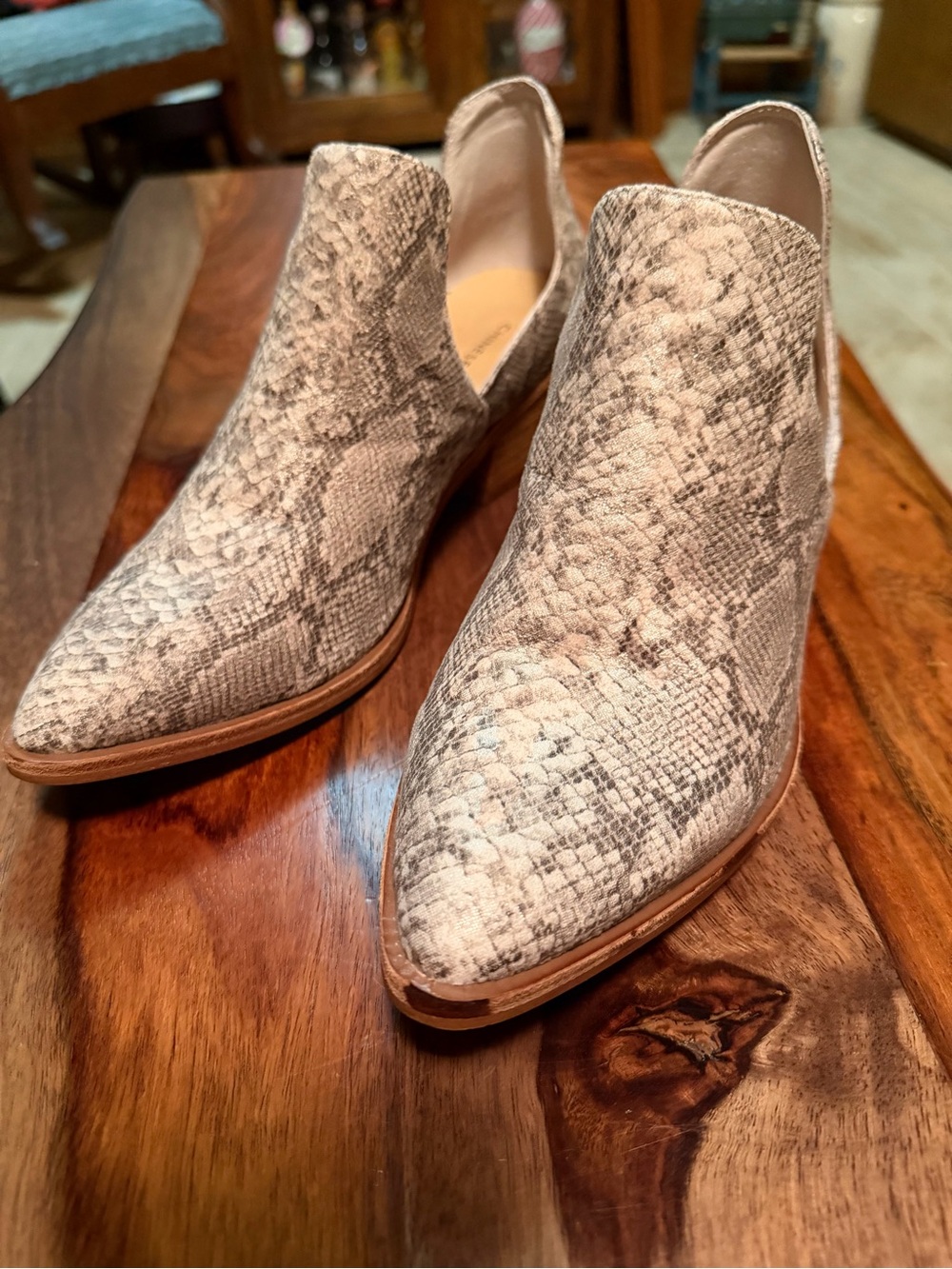 Women’s Size 7.5 / 38 Cortes Snakeskin Embossed Booties